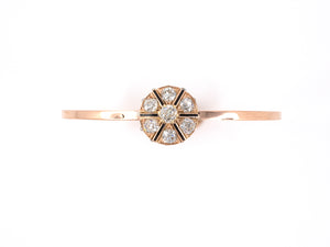 73723 - SOLD - Victorian Tiffany Platinum Gold Diamond Enamel Cluster Bangle Bracelet