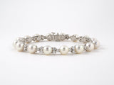 73730 - Tiffany Aria Platinum Diamond Pearl Alternating Straight Line Bracelet