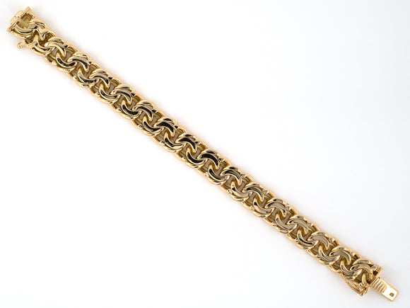 73738 - SOLD - Gold Double Spiral Heavy Curb Link Bracelet
