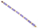 73739 - SOLD - Gold GIA Lavender Jadeite Rectangular Link Bracelet With Amethyst Clasp