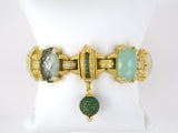 73741 - SOLD - Circa 2000s Judith Ripka Gold Diamond Opal Aqua Tsavorite Turquoise Quartz Feldspar Chalcedony Bracelet