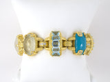 73741 - SOLD - Circa 2000s Judith Ripka Gold Diamond Opal Aqua Tsavorite Turquoise Quartz Feldspar Chalcedony Bracelet