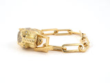 73745 - Gucci Italy Gold Diamond Panther Head Oval Link Bracelet