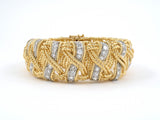 73747 - Circa 1970 Platinum Gold Diamond Twisted Rope Flexible Bracelet