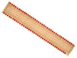 73752 - SOLD - Italy Gold Coral Woven Rope Design Bracelet