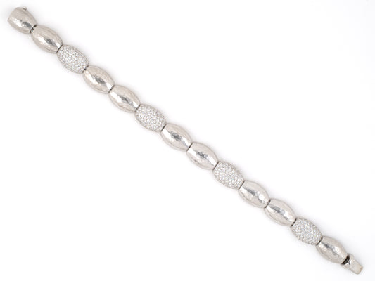 73758 - Italy Gold Diamond Oval Alternating Link Bracelet