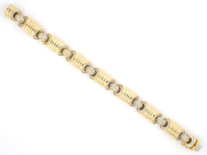 73759 - Italy Gold Diamond Corrugated Link Bracelet
