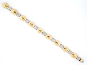 73761 - Italy Gold Pave Diamond Oval Alternating Link Bracelet