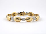 73761 - Italy Gold Pave Diamond Oval Alternating Link Bracelet