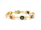 73763 - Italy Gold Oval Peridot Citrine Iolite Tourmaline Smoky Quartz Topaz Garnet Bracelet