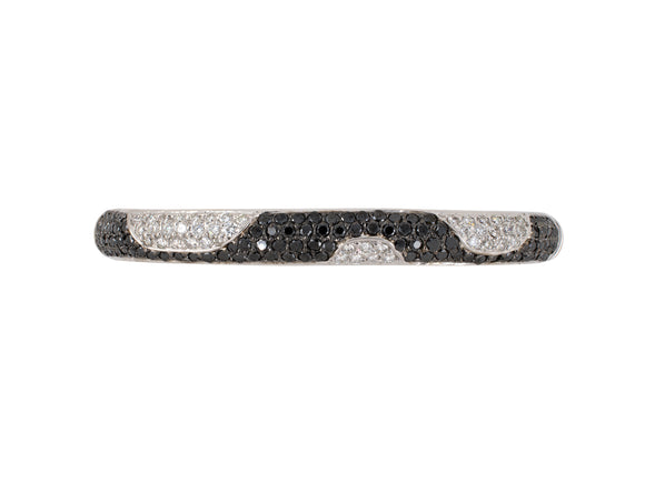 73768 - SOLD - Gold White And Black Diamond Alternating Puzzle Piece Hinged Bangle Bracelet