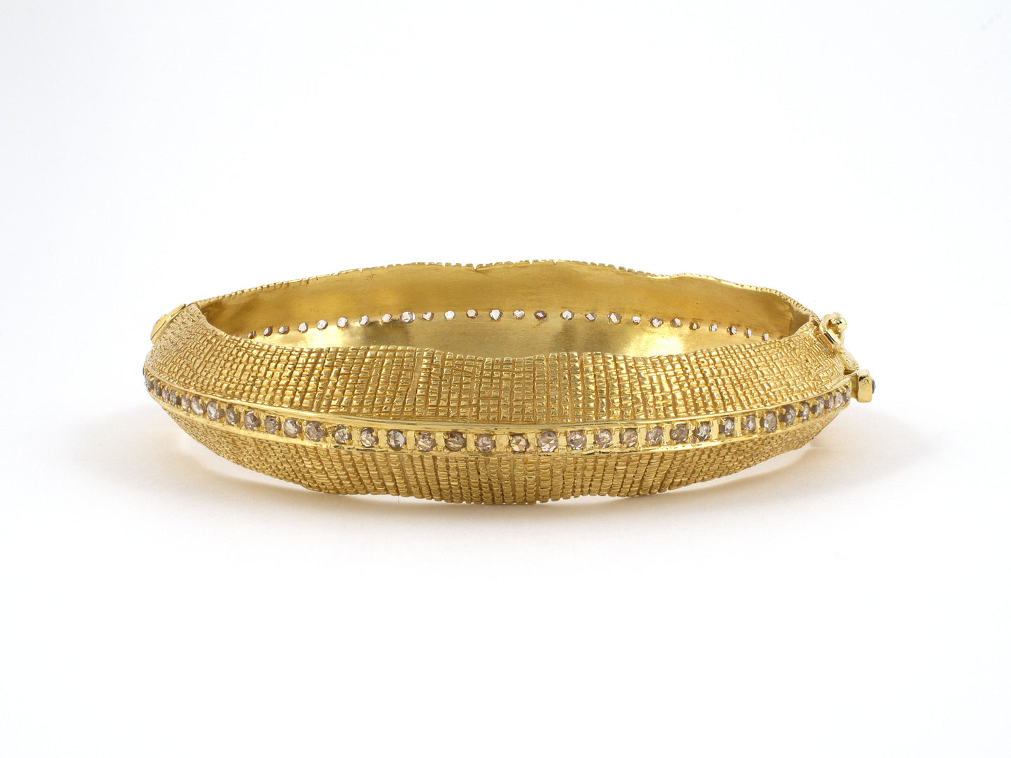 73771 - Coomi Gold Diamond Row Hinged Bangle Eternity Bracelet