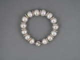 73772 - Gold Baroque South Sea Pearl Diamond Rondel Straight Line Bracelet