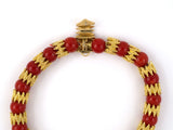 73774 - Tiffany France Gold Coral Bead Alternating Textured Rondel Bracelet