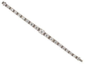 73776 - Art Deco Platinum Diamond Filigree Link Tapered Bracelet