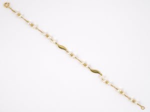 73781 - Gold Twisted Wire Baroque Freshwater Pearl Gold Bead Bracelet