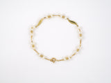 73781 - SOLD - Gold Twisted Wire Baroque Freshwater Pearl Gold Bead Bracelet