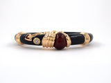 73783 - SOLD - La Nouvelle Bague Gold Sterling Silver Diamond Red And Blue Enamel  Rubber Twist Hinged Bangle Bracelet