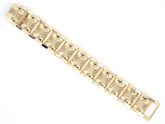 73789 - Retro Gold Triangular Shaped Side Link Tank Style Bracelet