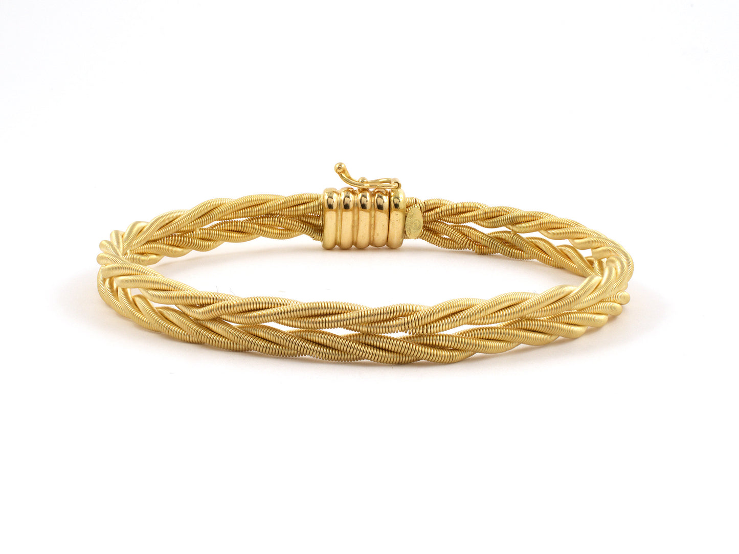 73791                - Italy Gold Round Snake Woven 6 Strand Bracelet