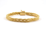 73791                - Italy Gold Round Snake Woven 6 Strand Bracelet