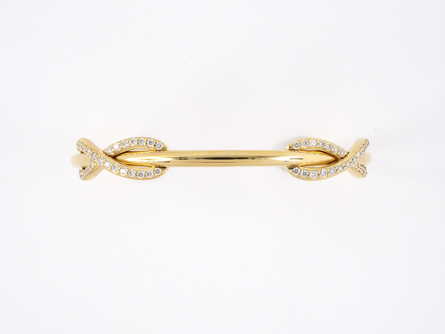 73796 - SOLD - Tiffany Infinity Italy Gold Diamond Cuff Open Bangle Bracelet