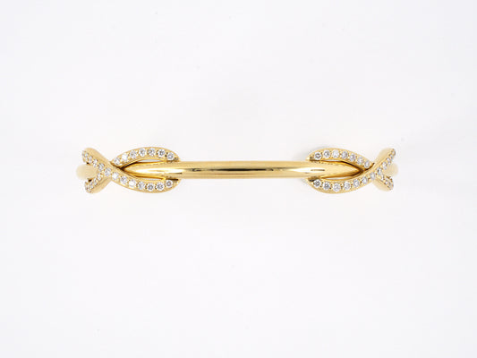 73796 - SOLD - Tiffany Infinity Italy Gold Diamond Cuff Open Bangle Bracelet