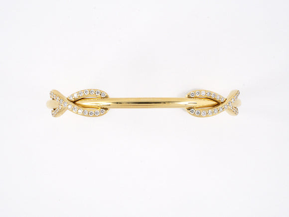 73796 - Tiffany Infinity Italy Gold Diamond Cuff Open Bangle Bracelet