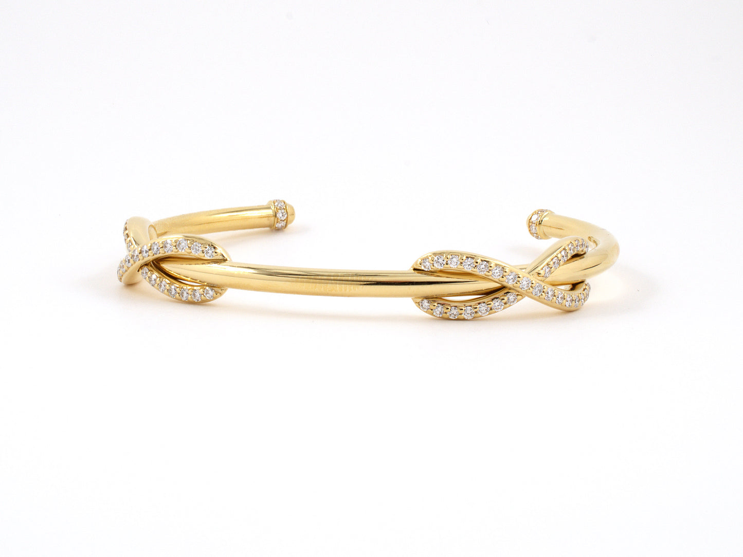 73796 - SOLD - Tiffany Infinity Italy Gold Diamond Cuff Open Bangle Bracelet