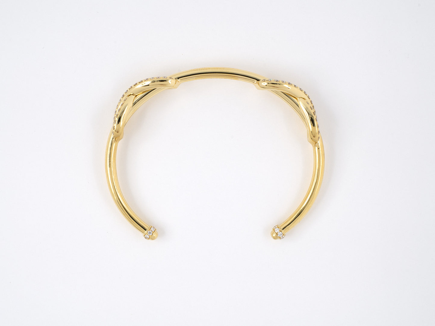 73796 - SOLD - Tiffany Infinity Italy Gold Diamond Cuff Open Bangle Bracelet