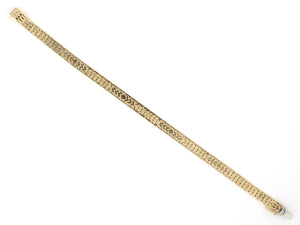 73801 - Gold 7 Row Etched Tank Style Link Bracelet