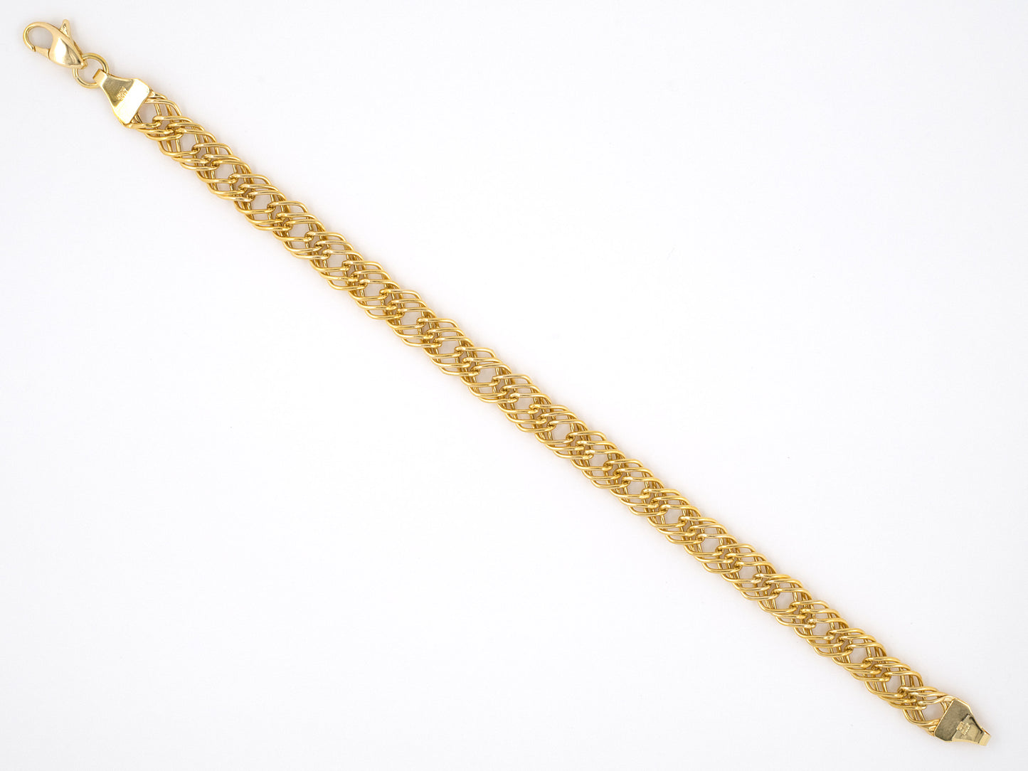73804 - SOLD - Milor Italy Gold Twisted Woven Hollow Wire Link Bracelet
