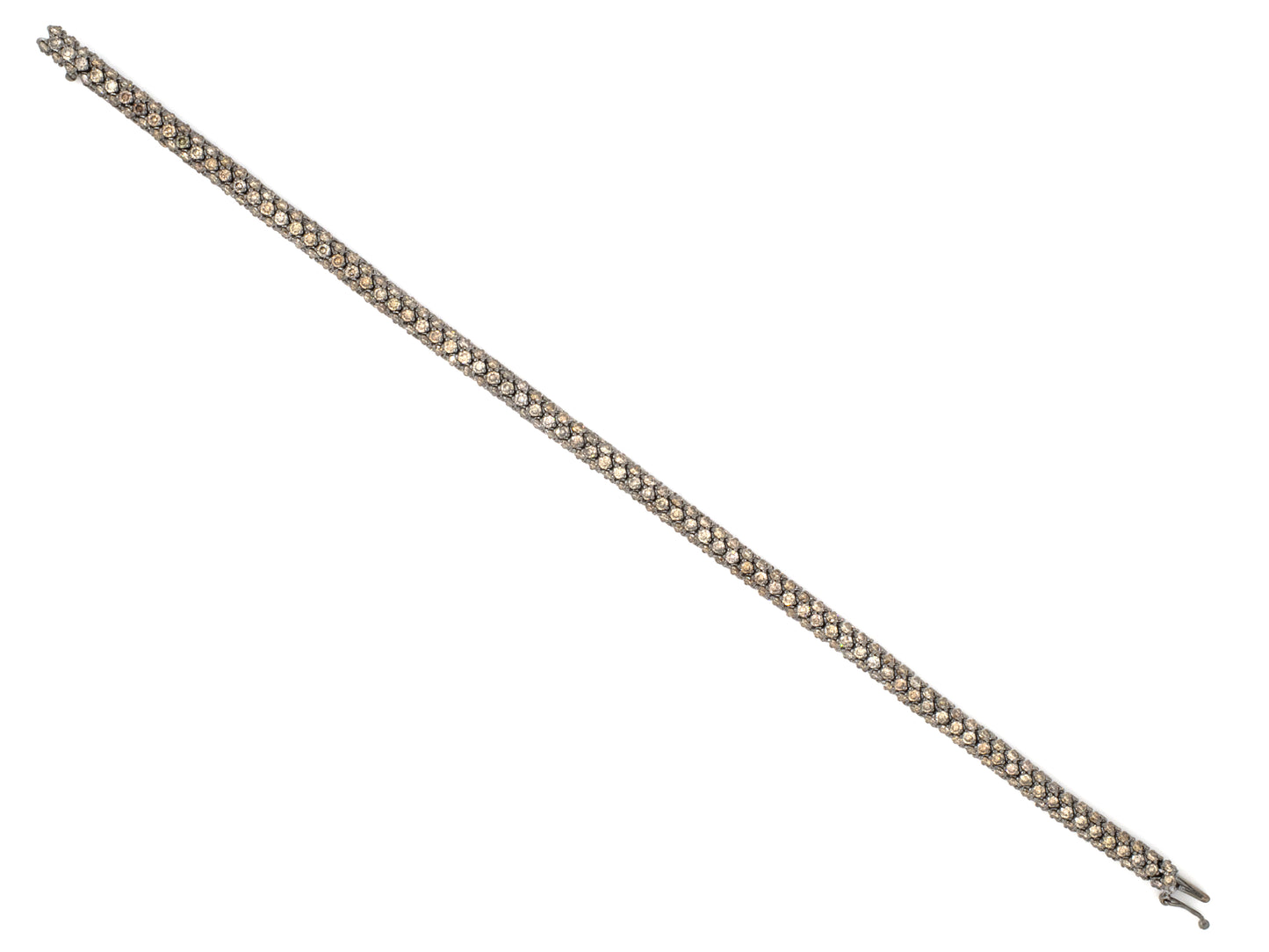 73808 - SOLD - La Reina Gold Diamond Blackened Finish 5 Row Bombe Line Bracelet