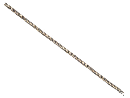 73808 - SOLD - La Reina Gold Diamond Blackened Finish 5 Row Bombe Line Bracelet