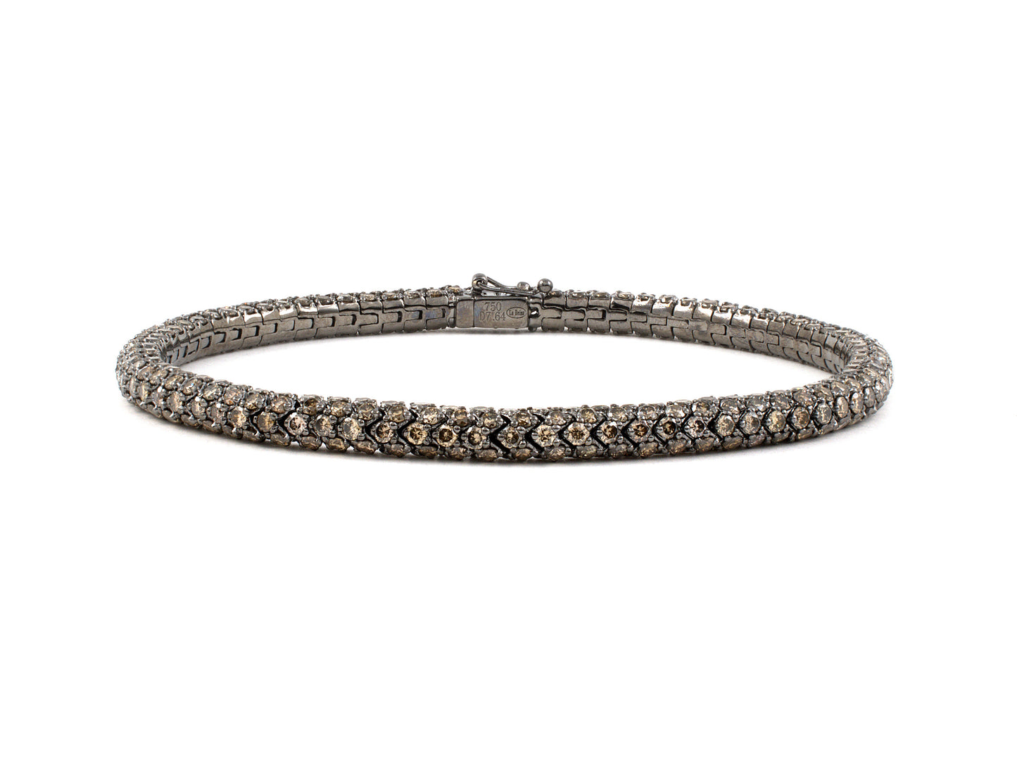 73808 - SOLD - La Reina Gold Diamond Blackened Finish 5 Row Bombe Line Bracelet