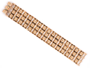 73809 - Retro Gold 3 Row Tank Style Link 3 Clasp Bracelet