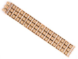 73809 - Retro Gold 3 Row Tank Style Link 3 Clasp Bracelet