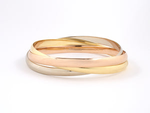 73810 - Cartier French Gold 3 Band Trinity Closed Rolling Bangle Bracelet