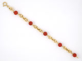 73811 - Circa 1950 Victorian Gold Coral Bead Oval Link Bracelet