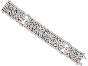 73812 - Art Deco Platinum Diamond Emerald Bracelet