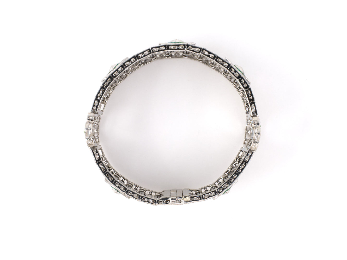 73812 - Art Deco Platinum Diamond Emerald Bracelet