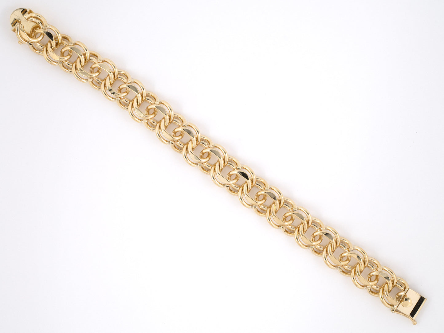 73820 - SOLD - Gold Double Spiral Curb Link Bracelet