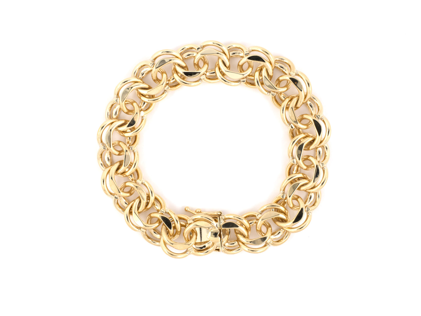 73820 - SOLD - Gold Double Spiral Curb Link Bracelet