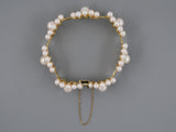 73821 - Mikimoto Gold Pearl Floral Cluster 7 Sections Links Bracelet