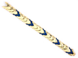 73823 - Circa 1950S Bulgari Gold Blue Enamel Scalloped Edge V Link Bracelet