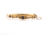 73833 - SOLD - Gold Sapphire Diamond Beaded Floral Rope Design Bangle Bracelet