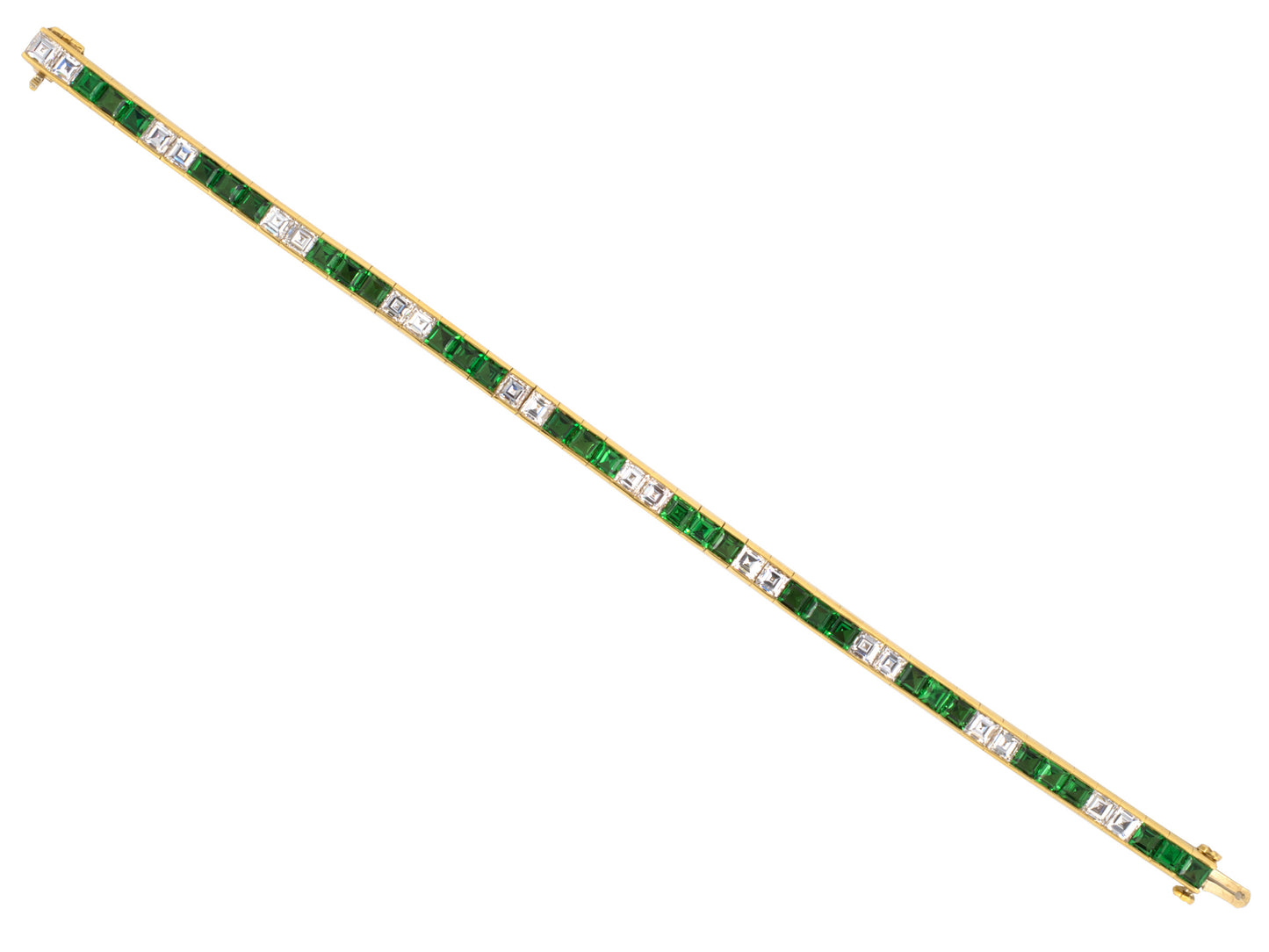 77368 - SOLD - Tiffany Platinum Gold Diamond Tsavorite Bracelet