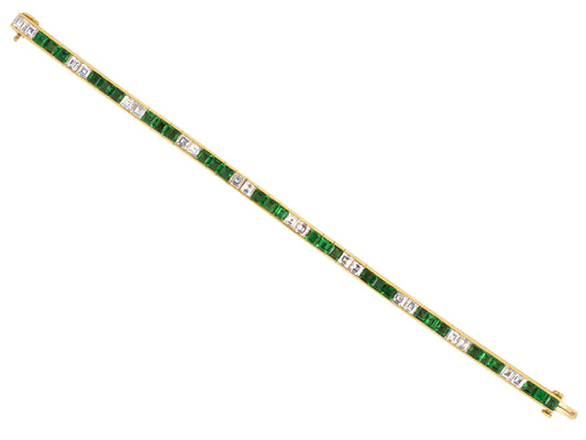 77368 - SOLD - Tiffany Platinum Gold Diamond Tsavorite Bracelet
