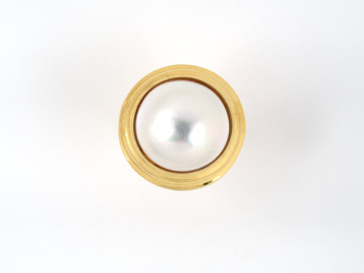 900032 - SOLD - Gold Pearl Corrugated Ring