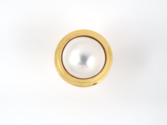900032 - SOLD - Gold Pearl Corrugated Ring